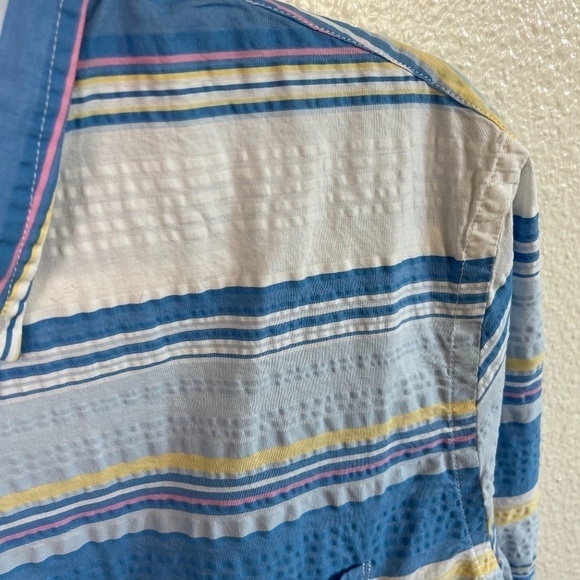 LANDS' END Seersucker Stripes Short Sleeve Shirt - 16-16.5 TALL Grampa Core NEW - Picture 2 of 9